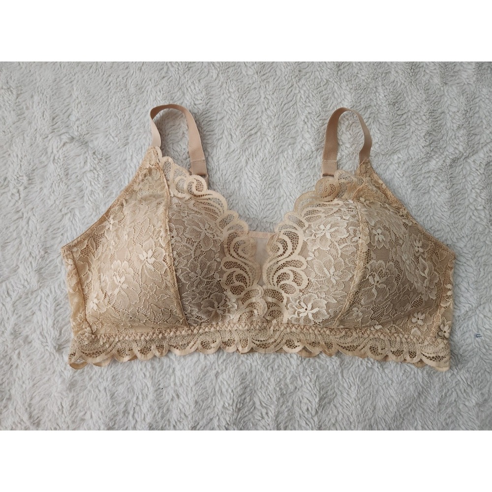 Bali Women's 2XL Beige Lace Comfort Wireless Bra Style 6591
